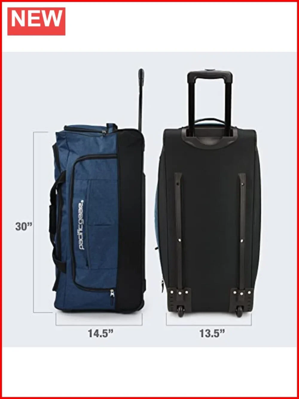 Durable Rolling Duffel Bag with Telescoping Handle, Polyester